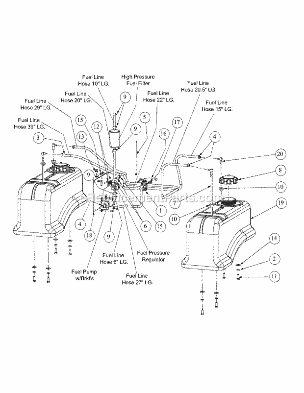 Fuel Tank Assembly (Feb.2004 & Prior) Diagram and Parts List for M60-KHEFI 53AB5HEX750 Cub Cadet Sprayer
